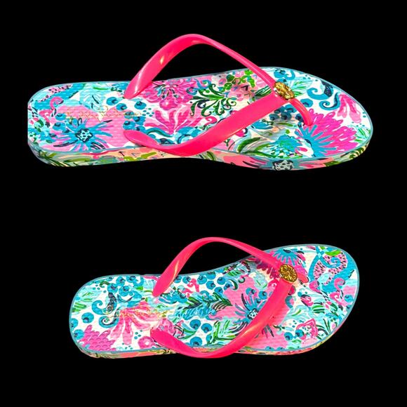 Sz 8 LILLY PULITZER Mandevilla Bay Paradise Petals Pool Flip-Flop Thong Sandal - Picture 4 of 9